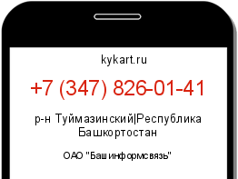 Информация о номере телефона +7 (347) 826-01-41: регион, оператор