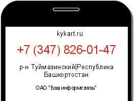 Информация о номере телефона +7 (347) 826-01-47: регион, оператор