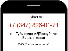 Информация о номере телефона +7 (347) 826-01-71: регион, оператор