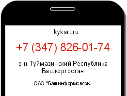 Информация о номере телефона +7 (347) 826-01-74: регион, оператор