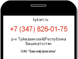 Информация о номере телефона +7 (347) 826-01-75: регион, оператор