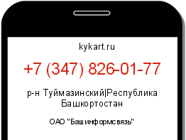 Информация о номере телефона +7 (347) 826-01-77: регион, оператор