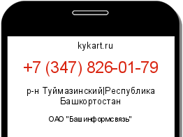 Информация о номере телефона +7 (347) 826-01-79: регион, оператор