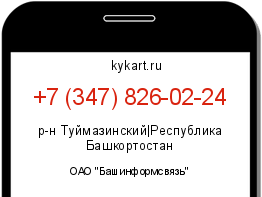 Информация о номере телефона +7 (347) 826-02-24: регион, оператор