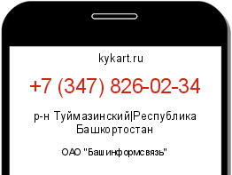 Информация о номере телефона +7 (347) 826-02-34: регион, оператор