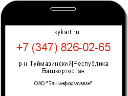 Информация о номере телефона +7 (347) 826-02-65: регион, оператор