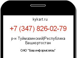 Информация о номере телефона +7 (347) 826-02-79: регион, оператор