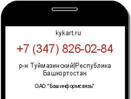Информация о номере телефона +7 (347) 826-02-84: регион, оператор