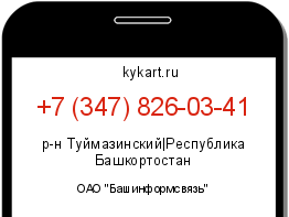 Информация о номере телефона +7 (347) 826-03-41: регион, оператор