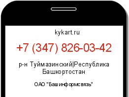 Информация о номере телефона +7 (347) 826-03-42: регион, оператор