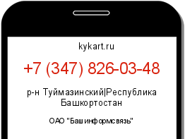 Информация о номере телефона +7 (347) 826-03-48: регион, оператор