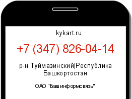 Информация о номере телефона +7 (347) 826-04-14: регион, оператор