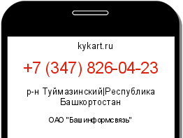 Информация о номере телефона +7 (347) 826-04-23: регион, оператор