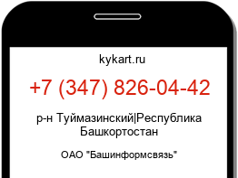 Информация о номере телефона +7 (347) 826-04-42: регион, оператор