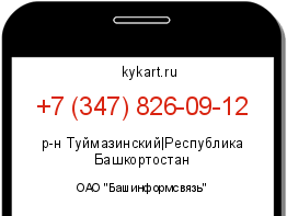 Информация о номере телефона +7 (347) 826-09-12: регион, оператор
