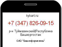 Информация о номере телефона +7 (347) 826-09-15: регион, оператор