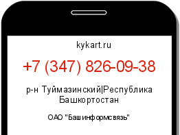 Информация о номере телефона +7 (347) 826-09-38: регион, оператор