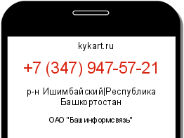 Информация о номере телефона +7 (347) 947-57-21: регион, оператор