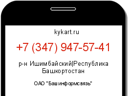 Информация о номере телефона +7 (347) 947-57-41: регион, оператор