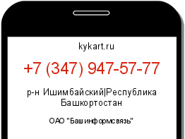 Информация о номере телефона +7 (347) 947-57-77: регион, оператор