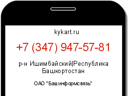 Информация о номере телефона +7 (347) 947-57-81: регион, оператор