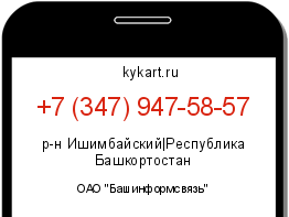Информация о номере телефона +7 (347) 947-58-57: регион, оператор
