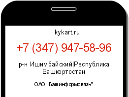 Информация о номере телефона +7 (347) 947-58-96: регион, оператор