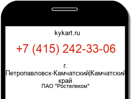 Информация о номере телефона +7 (415) 242-33-06: регион, оператор