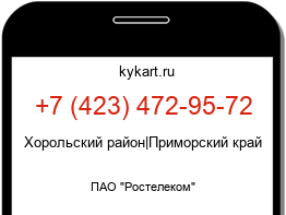 Информация о номере телефона +7 (423) 472-95-72: регион, оператор