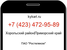 Информация о номере телефона +7 (423) 472-95-89: регион, оператор