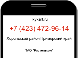 Информация о номере телефона +7 (423) 472-96-14: регион, оператор