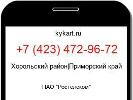 Информация о номере телефона +7 (423) 472-96-72: регион, оператор
