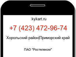 Информация о номере телефона +7 (423) 472-96-74: регион, оператор