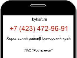 Информация о номере телефона +7 (423) 472-96-91: регион, оператор