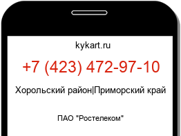 Информация о номере телефона +7 (423) 472-97-10: регион, оператор