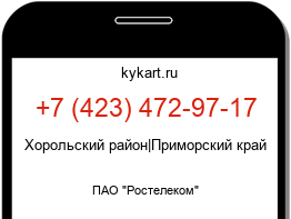 Информация о номере телефона +7 (423) 472-97-17: регион, оператор