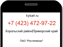 Информация о номере телефона +7 (423) 472-97-22: регион, оператор