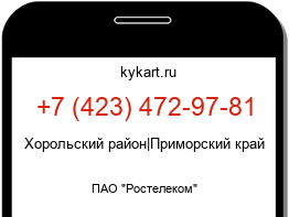 Информация о номере телефона +7 (423) 472-97-81: регион, оператор