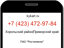 Информация о номере телефона +7 (423) 472-97-84: регион, оператор
