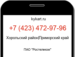 Информация о номере телефона +7 (423) 472-97-96: регион, оператор