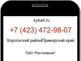 Информация о номере телефона +7 (423) 472-98-07: регион, оператор