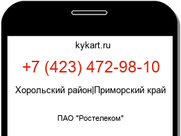Информация о номере телефона +7 (423) 472-98-10: регион, оператор