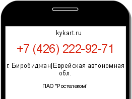 Информация о номере телефона +7 (426) 222-92-71: регион, оператор