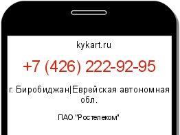 Информация о номере телефона +7 (426) 222-92-95: регион, оператор
