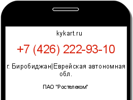 Информация о номере телефона +7 (426) 222-93-10: регион, оператор