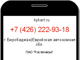 Информация о номере телефона +7 (426) 222-93-18: регион, оператор