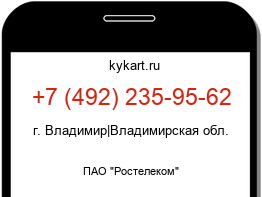 Информация о номере телефона +7 (492) 235-95-62: регион, оператор