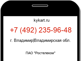 Информация о номере телефона +7 (492) 235-96-48: регион, оператор
