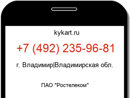 Информация о номере телефона +7 (492) 235-96-81: регион, оператор