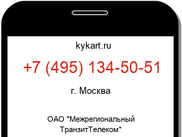 Информация о номере телефона +7 (495) 134-50-51: регион, оператор